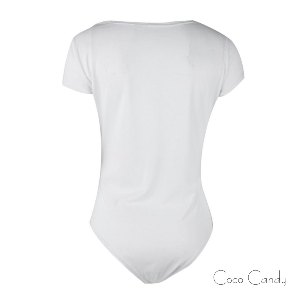 🆕Square Collar White Short Sleeve Bodysuit - Picture 7 of 8